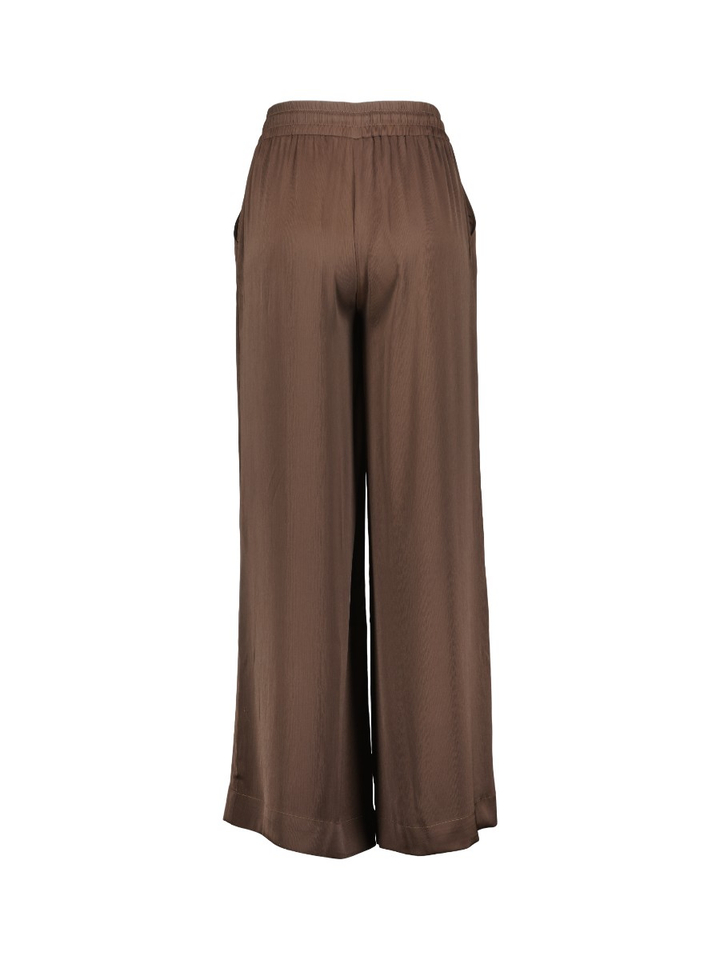 Donkerbruine losvallende broek met elastiek Polly Pants Lalotti