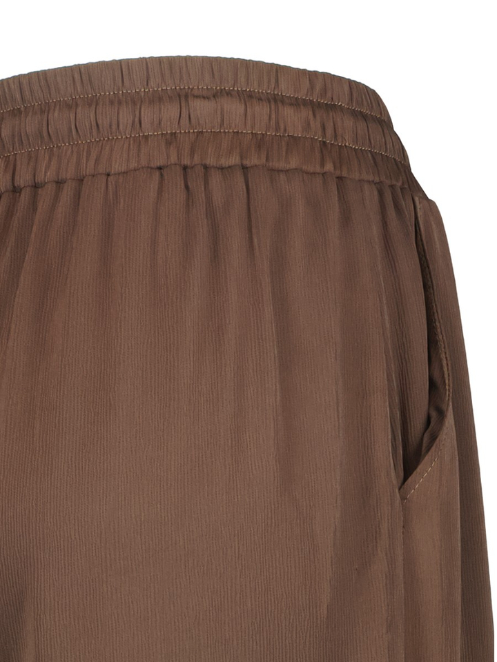 Donkerbruine losvallende broek met elastiek Polly Pants Lalotti