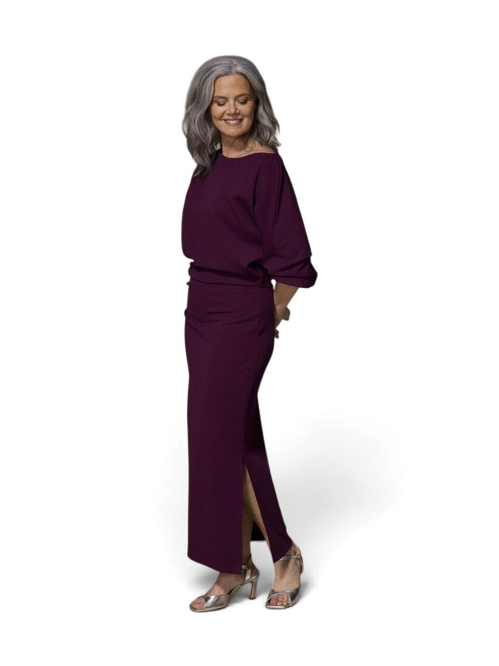Bordeauxkleurige maxi-jurk Eleonora long dress Lalotti