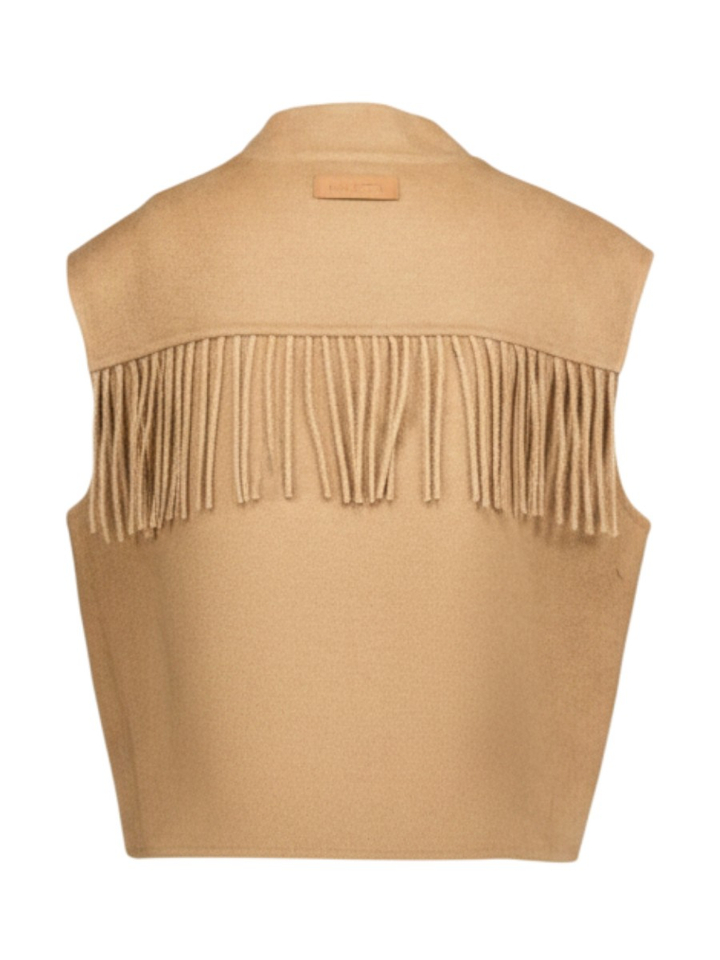 Beige gilet met franjes Anna Lalotti