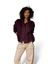 Korte bordeaux jas met lederdetail Janique Lalotti