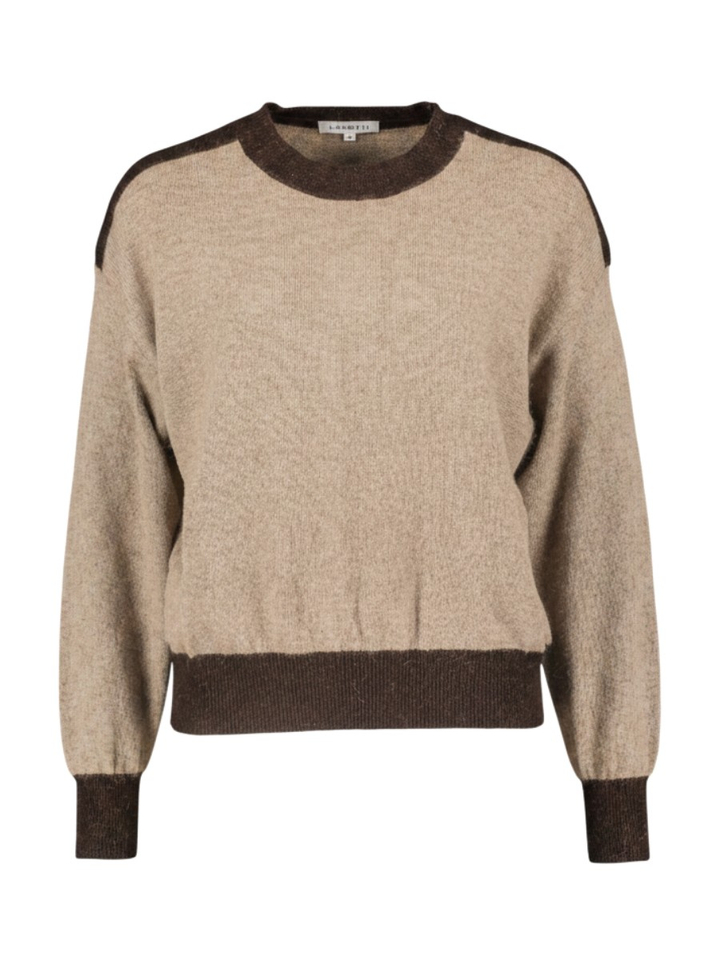 Beige pull met bruin detail Giga duo Lalotti