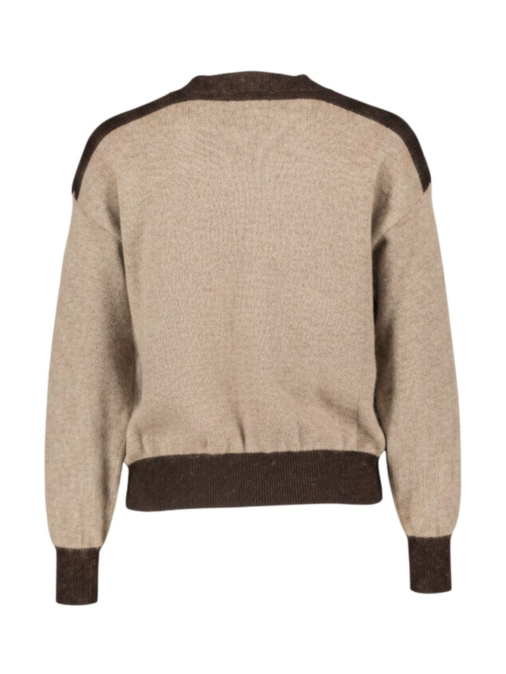 Beige pull met bruin detail Giga duo Lalotti