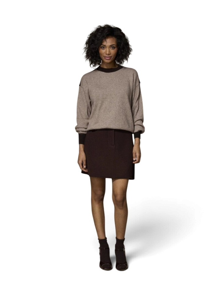 Beige pull met bruin detail Giga duo Lalotti