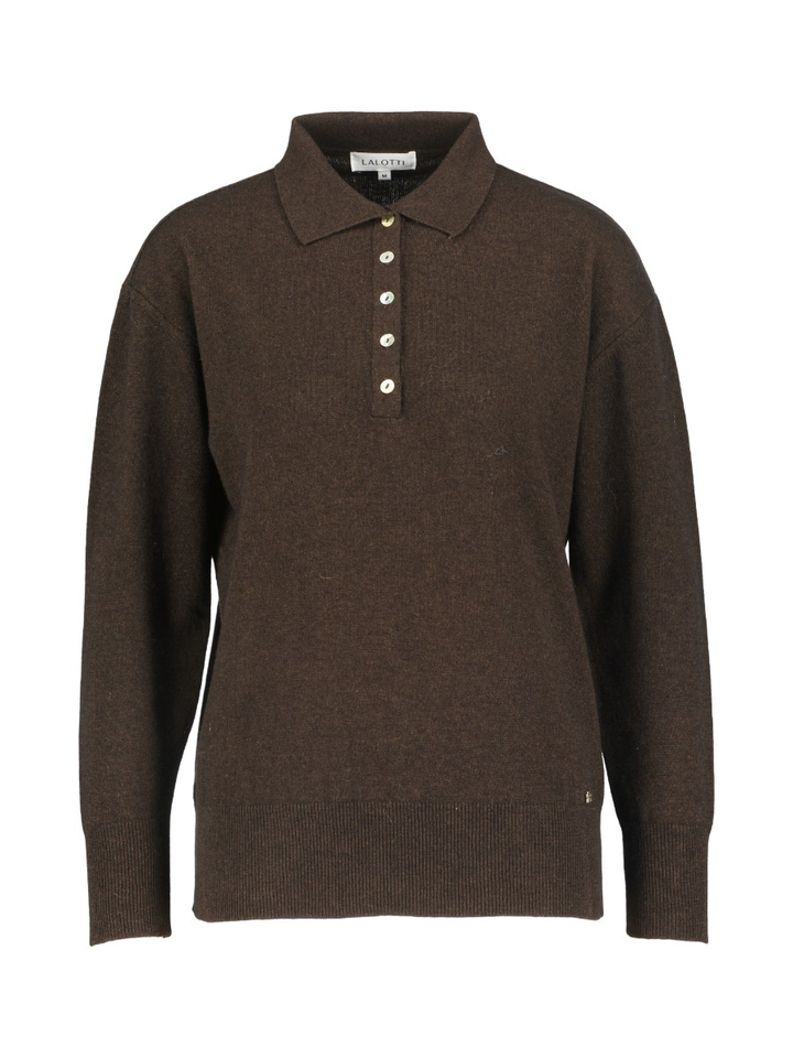 Donkerbruine polo met lange mouwen Polain Lalotti