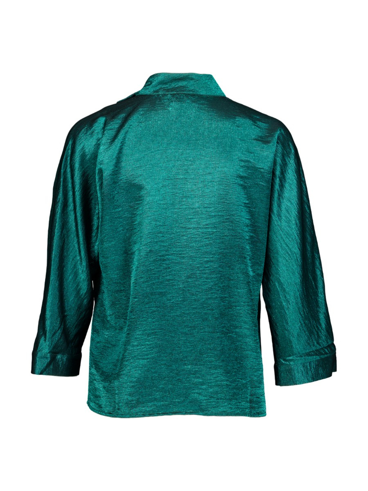 Groene glanzende bloes met knoopdetail Betty Due Amanti 