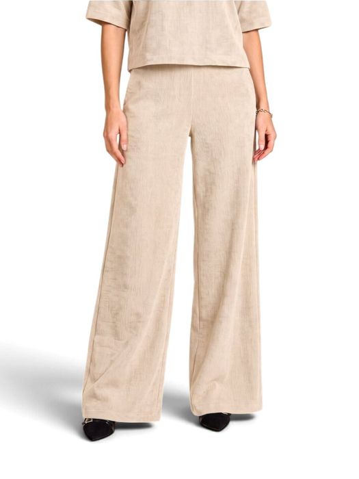 Beige broek met rechte pijpen en elastiek Patricia Due Amanti