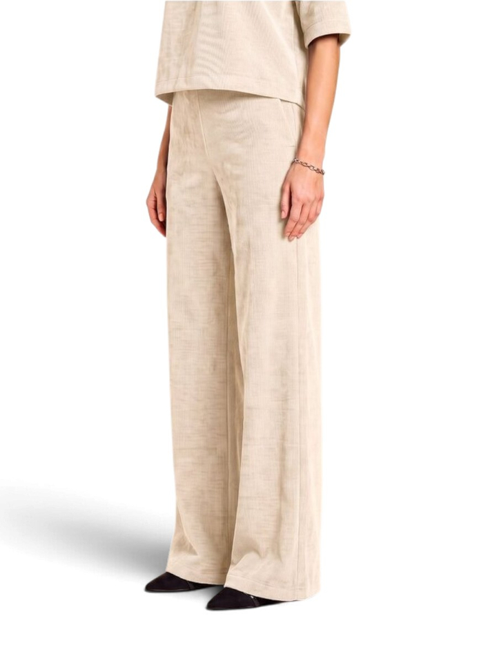 Beige broek met rechte pijpen en elastiek Patricia Due Amanti 
