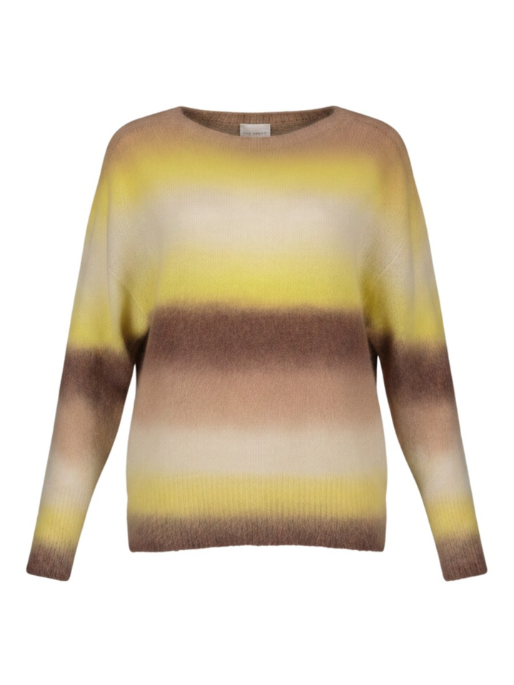 Yellow Choco gestreepte trui met alpaca wol Weaves Due Amanti