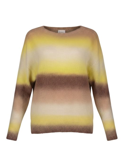Yellow Choco gestreepte trui met alpaca wol Weaves Due Amanti
