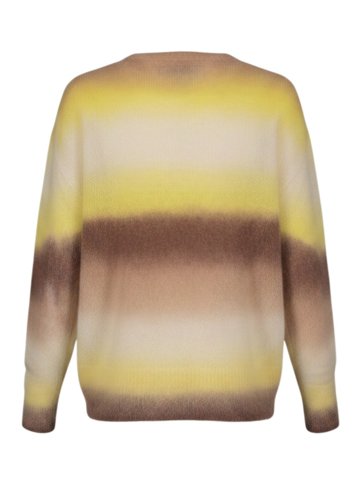 Yellow Choco gestreepte trui met alpaca wol Weaves Due Amanti