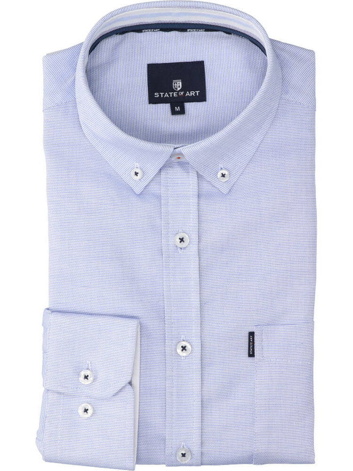 Lichtblauw katoenen hemd (regular fit) met lange mouwen State Of Art