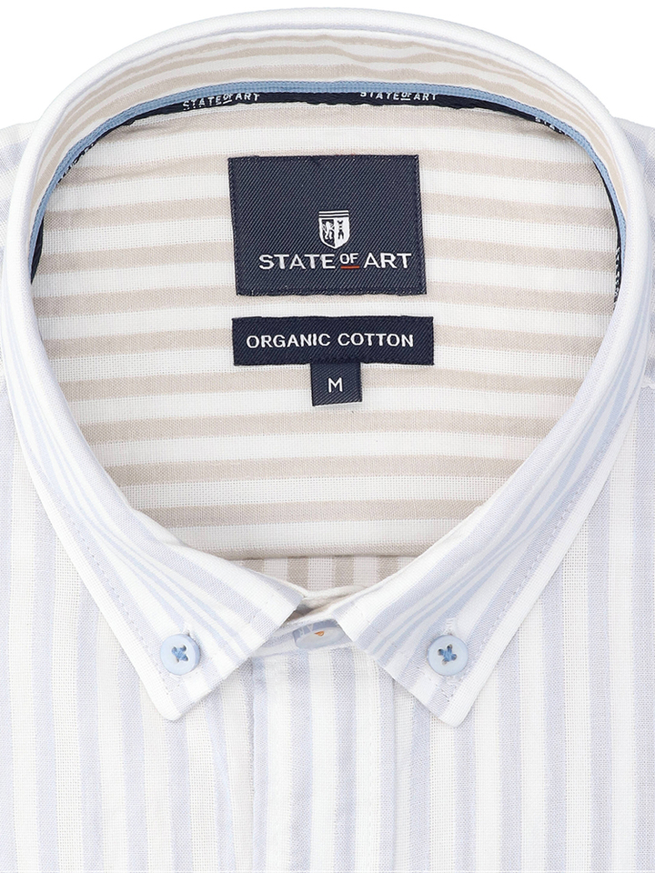 Wit katoenen hemd (regular fit) met strepen en lange mouwen State Of Art
