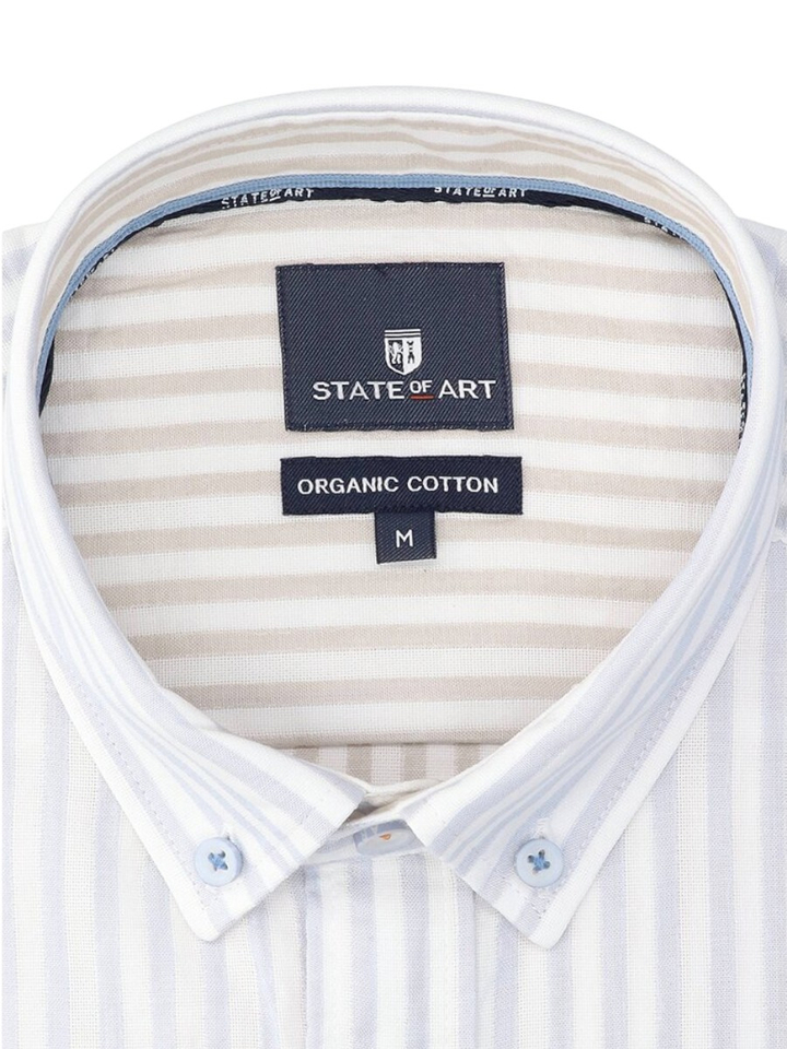 Wit katoenen hemd (regular fit) met strepen en lange mouwen State Of Art
