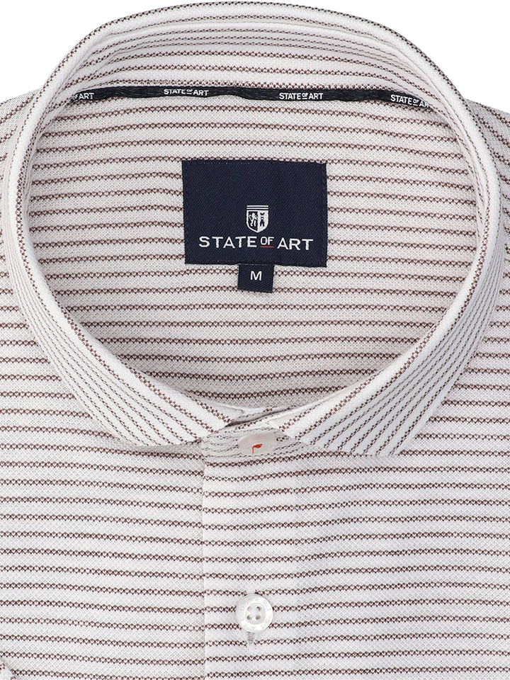 Wit katoenen hemd (regular fit) met strepen en korte mouwen State Of Art 