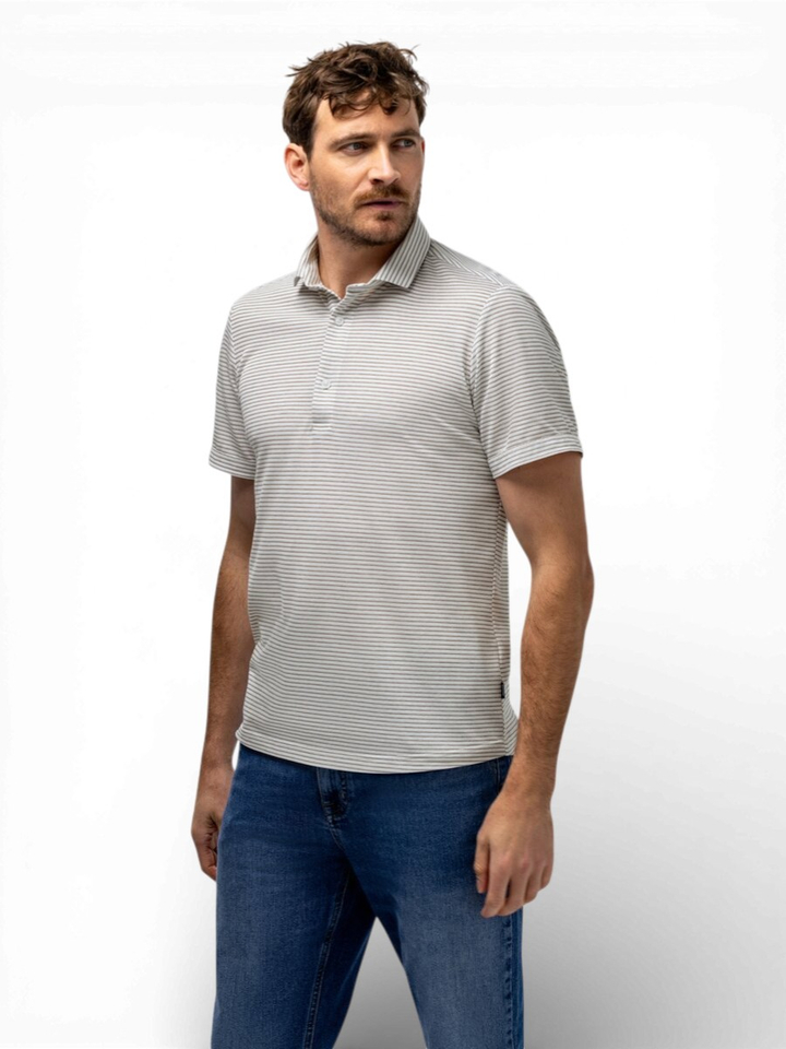 Wit katoenen hemd (regular fit) met strepen en korte mouwen State Of Art 