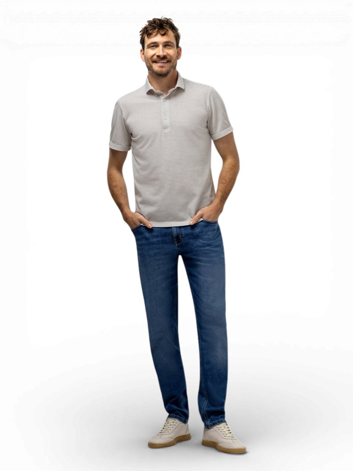 Wit katoenen hemd (regular fit) met strepen en korte mouwen State Of Art 