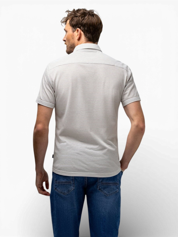 Wit katoenen hemd (regular fit) met strepen en korte mouwen State Of Art 