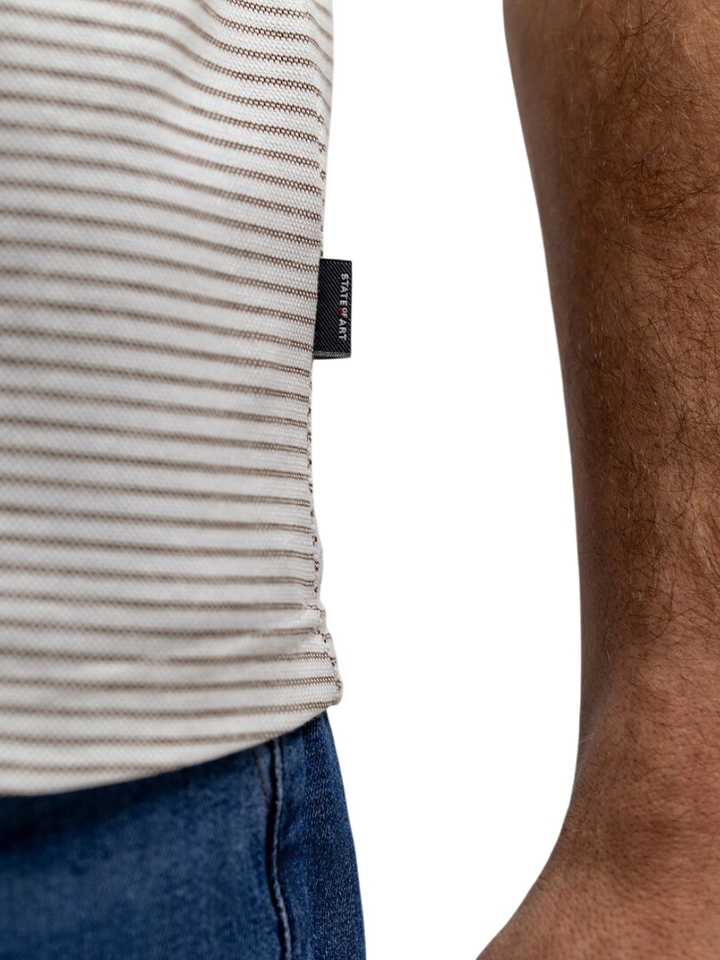 Wit katoenen hemd (regular fit) met strepen en korte mouwen State Of Art 