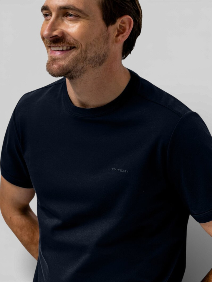 Donkerblauwe t-shirt met ronde hals State Of Art 