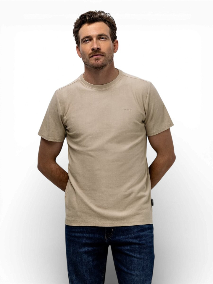 Beige T-shirt met fijne structuur State Of Art 