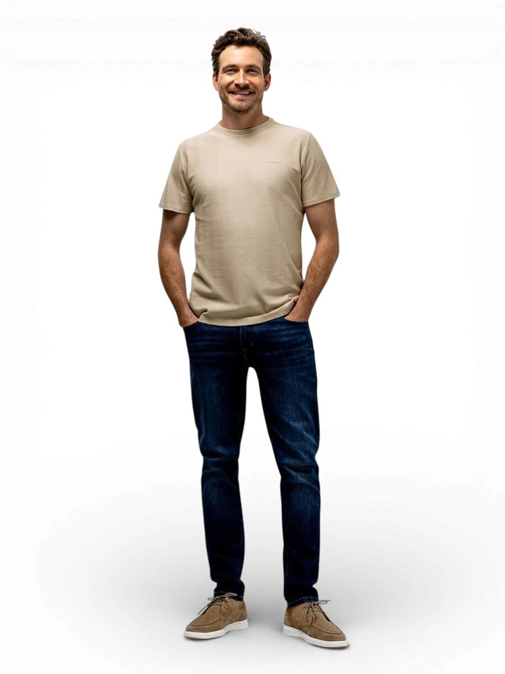 Beige T-shirt met fijne structuur State Of Art 