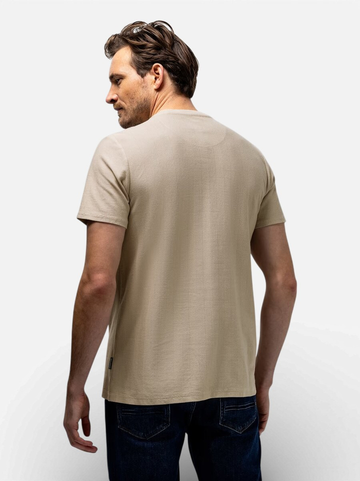 Beige T-shirt met fijne structuur State Of Art 