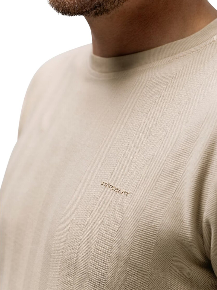 Beige T-shirt met fijne structuur State Of Art 
