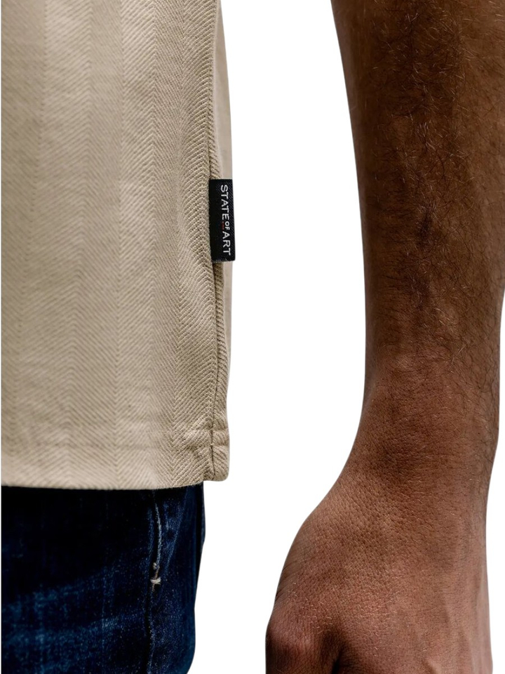 Beige T-shirt met fijne structuur State Of Art 