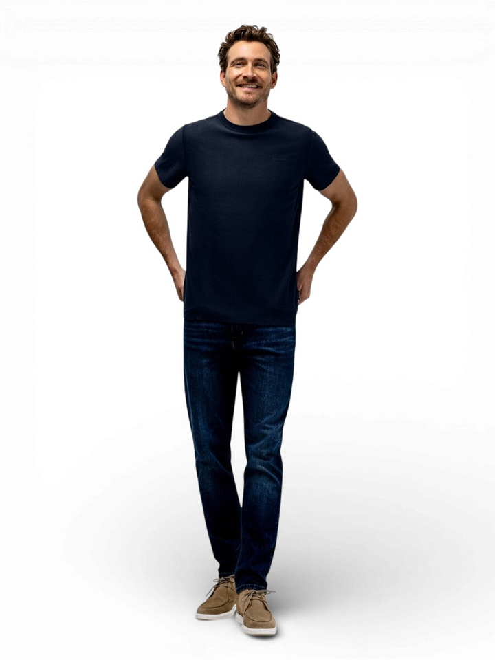 Donkerblauwe trui met fijne structuur State Of Art 