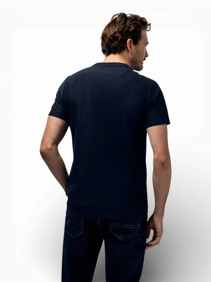 Donkerblauwe trui met fijne structuur State Of Art 