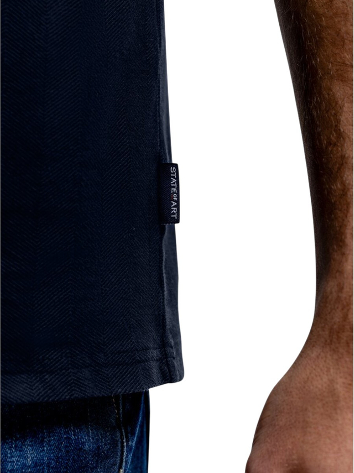 Donkerblauwe trui met fijne structuur State Of Art 