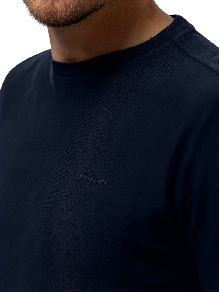 Donkerblauwe trui met fijne structuur State Of Art 