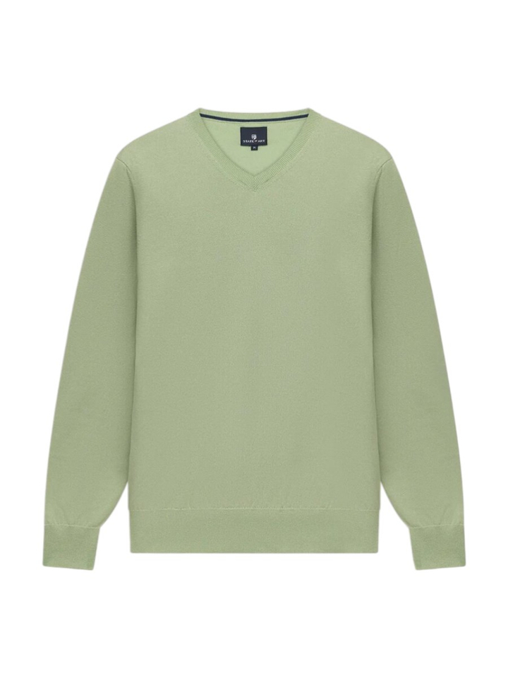 Lichtgroene trui met V-hals State Of Art 