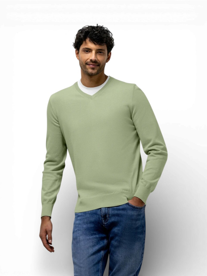 Lichtgroene trui met V-hals State Of Art 