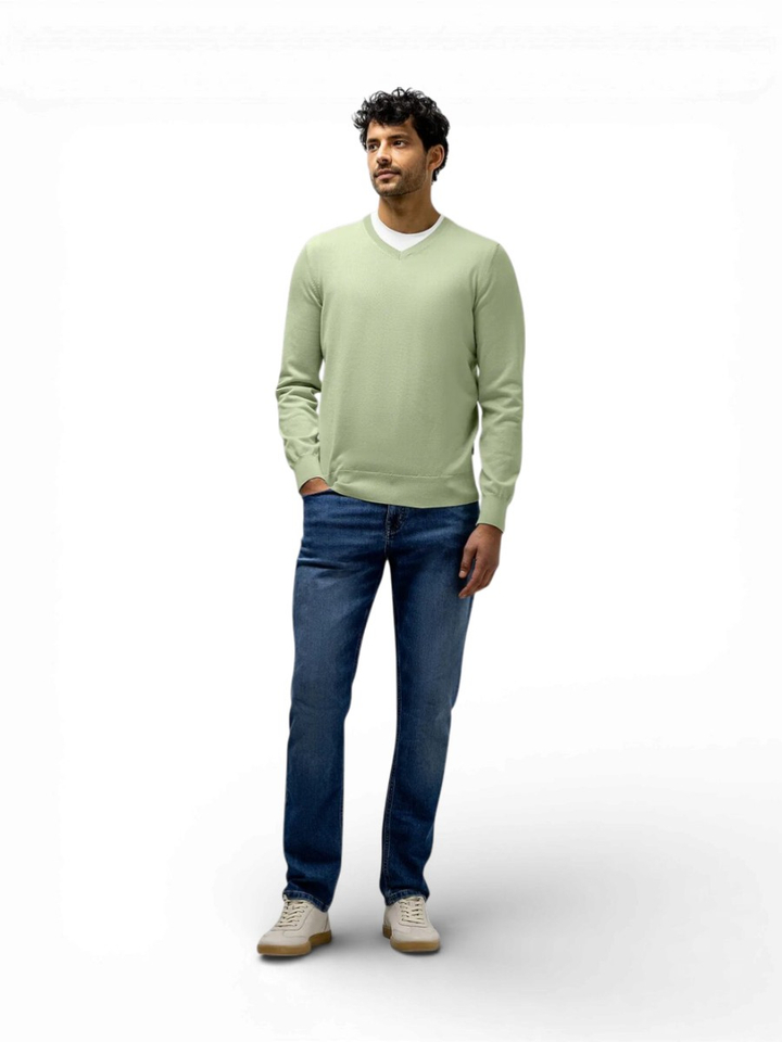 Lichtgroene trui met V-hals State Of Art 