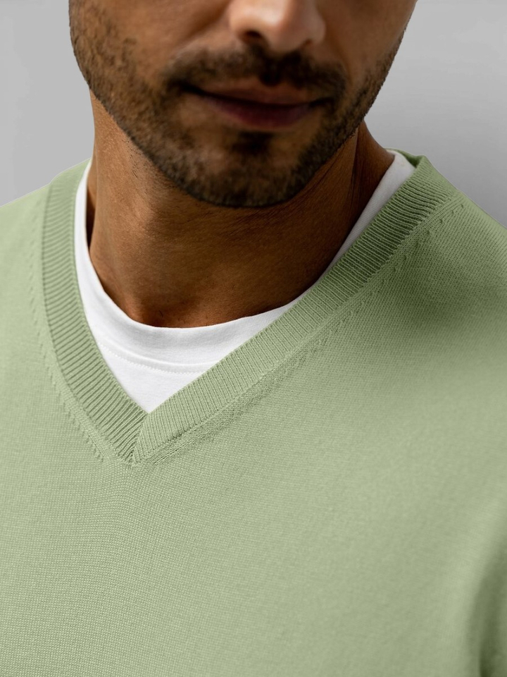 Lichtgroene trui met V-hals State Of Art 