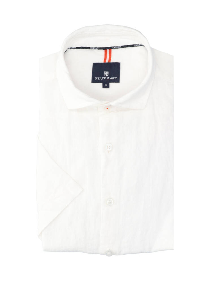 Wit linnen hemd (regular fit) met korte mouwen State Of Art 