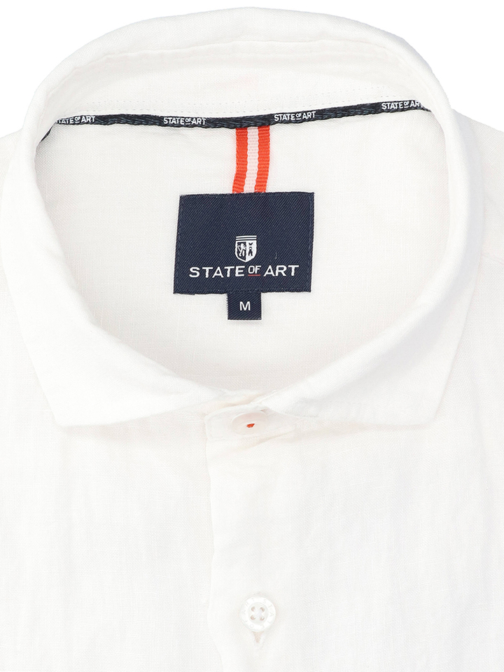 Wit linnen hemd (regular fit) met korte mouwen State Of Art 