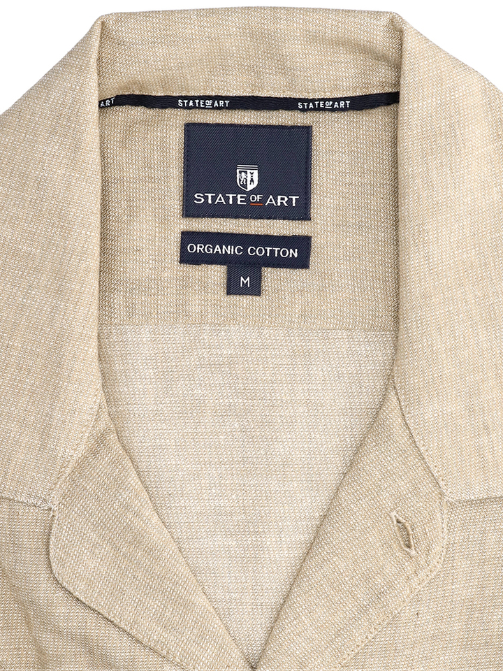 Beige linnen hemd (regular fit) met korte mouwen State Of Art 