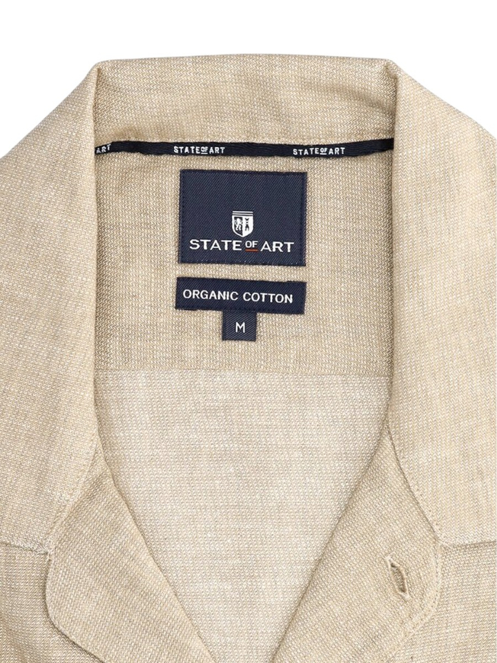 Beige linnen hemd (regular fit) met korte mouwen State Of Art 