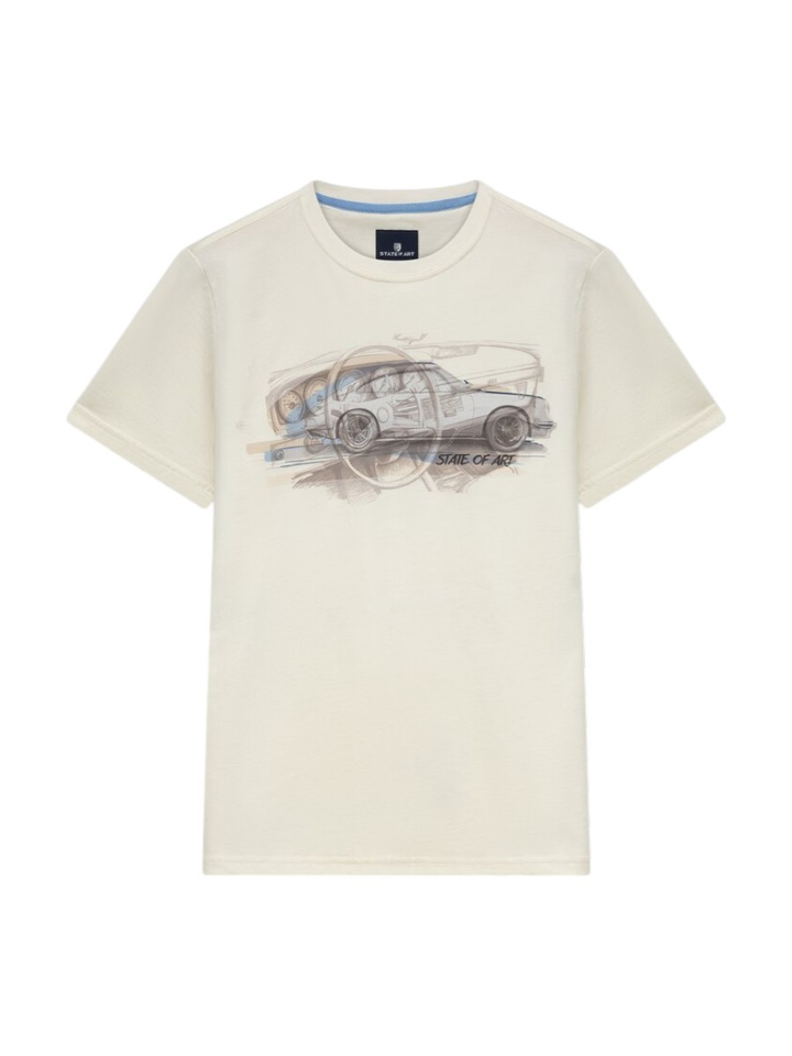 Witte katoenen T-shirt met opdruk State Of Art