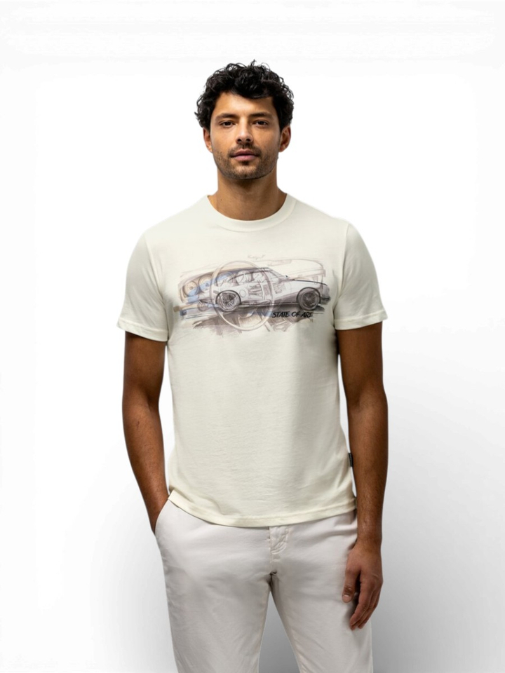 Witte katoenen T-shirt met opdruk State Of Art