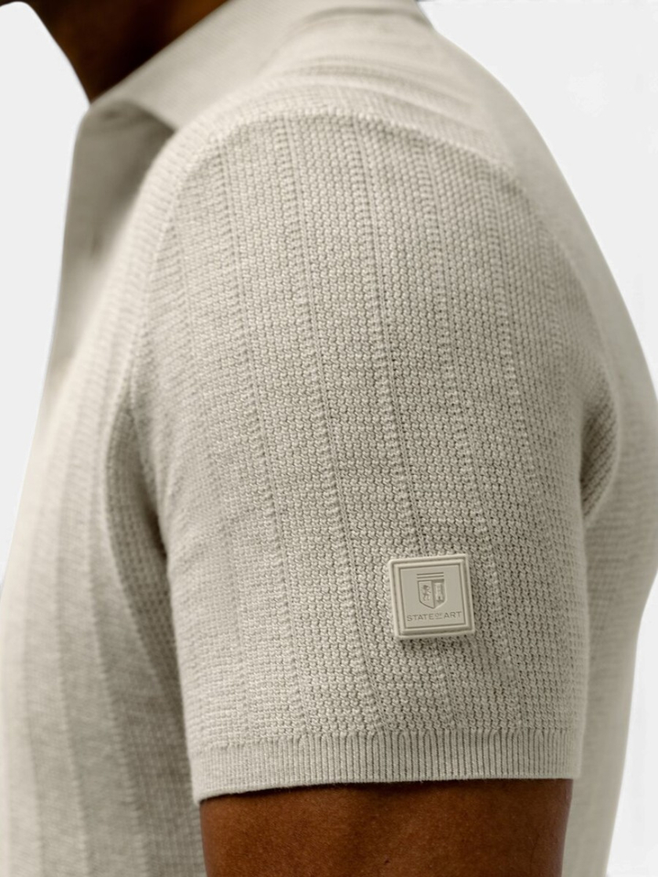 Beige gebreide katoenen polo State Of Art 