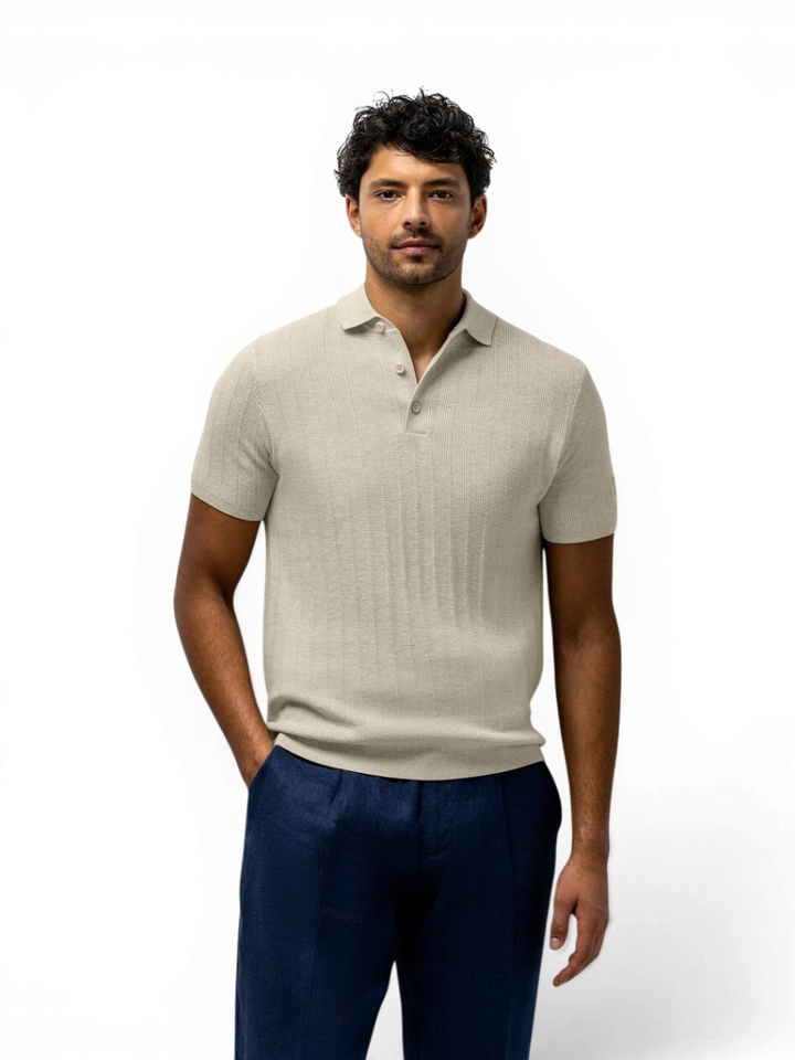 Beige gebreide katoenen polo State Of Art 