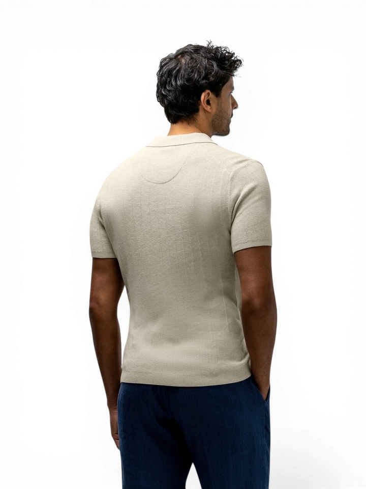 Beige gebreide katoenen polo State Of Art 