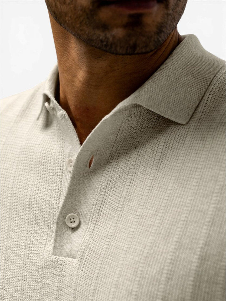 Beige gebreide katoenen polo State Of Art 
