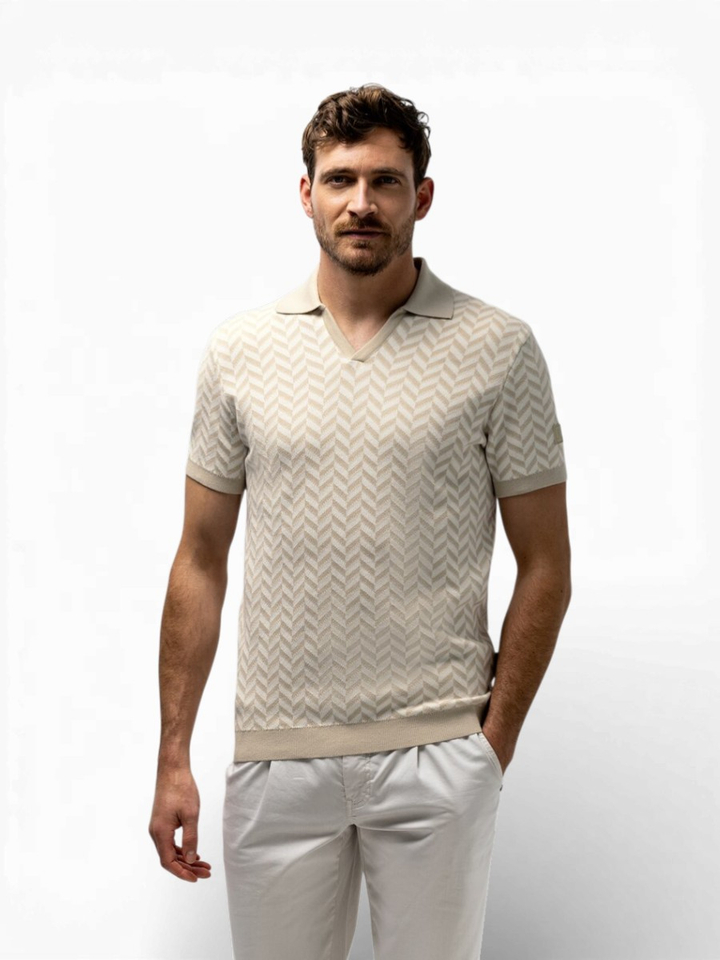 Beige polo met patroon State of Art