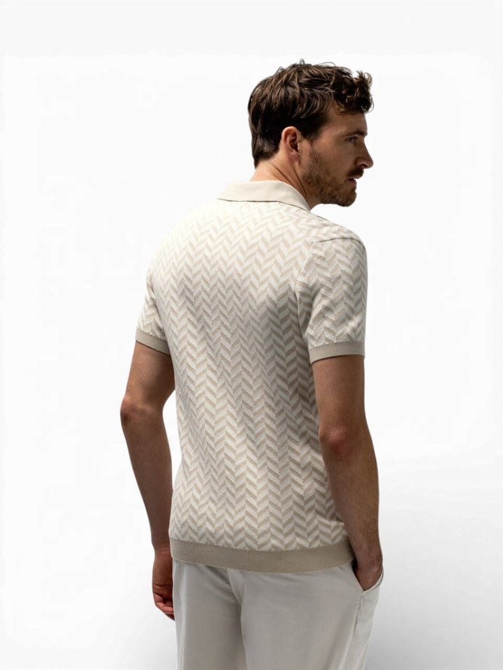 Beige polo met patroon State of Art