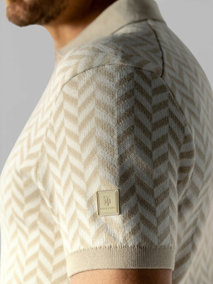Beige polo met patroon State of Art